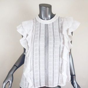 VERONICA BEARD Mock Neck Short Sleeve Blouse size 6